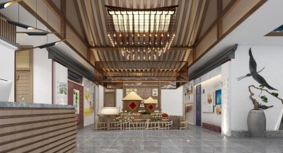 新中式农产品展厅3D模型下载